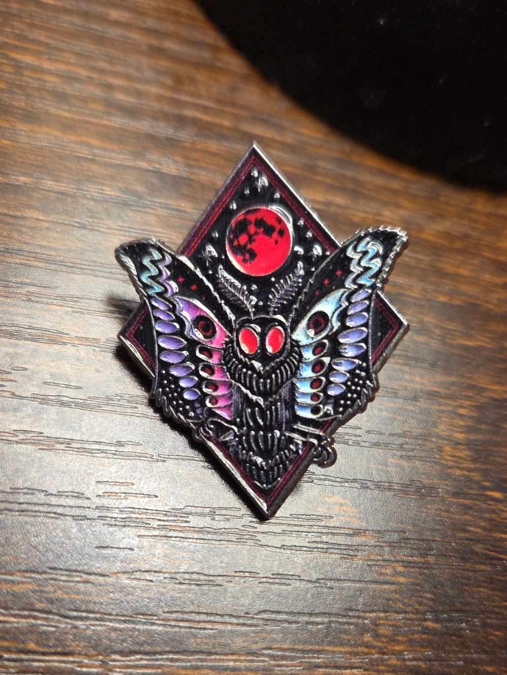 Moth Enamel Pin - Purple & Red Gothic Winged Moth